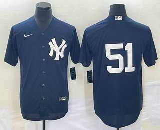 Mens New York Yankees #51 Bernie Williams Navy Cool Base Stitched Baseball Jersey